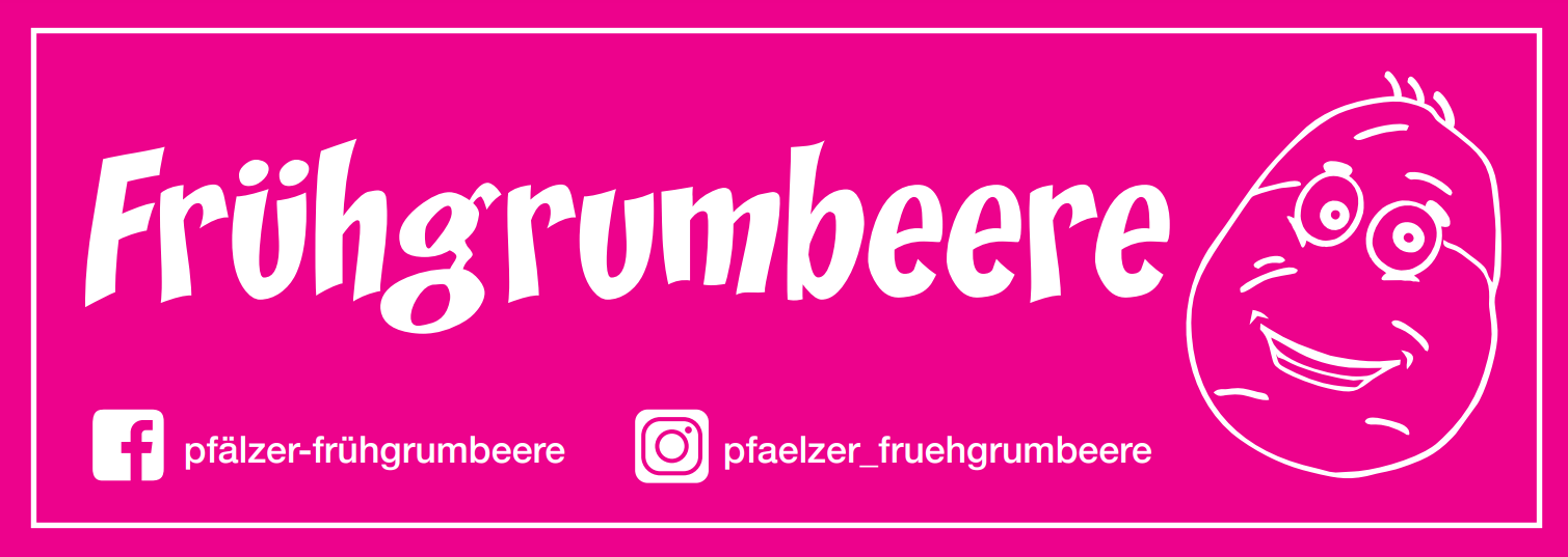 Frühgrumbeere Band Logo und Schrift pink