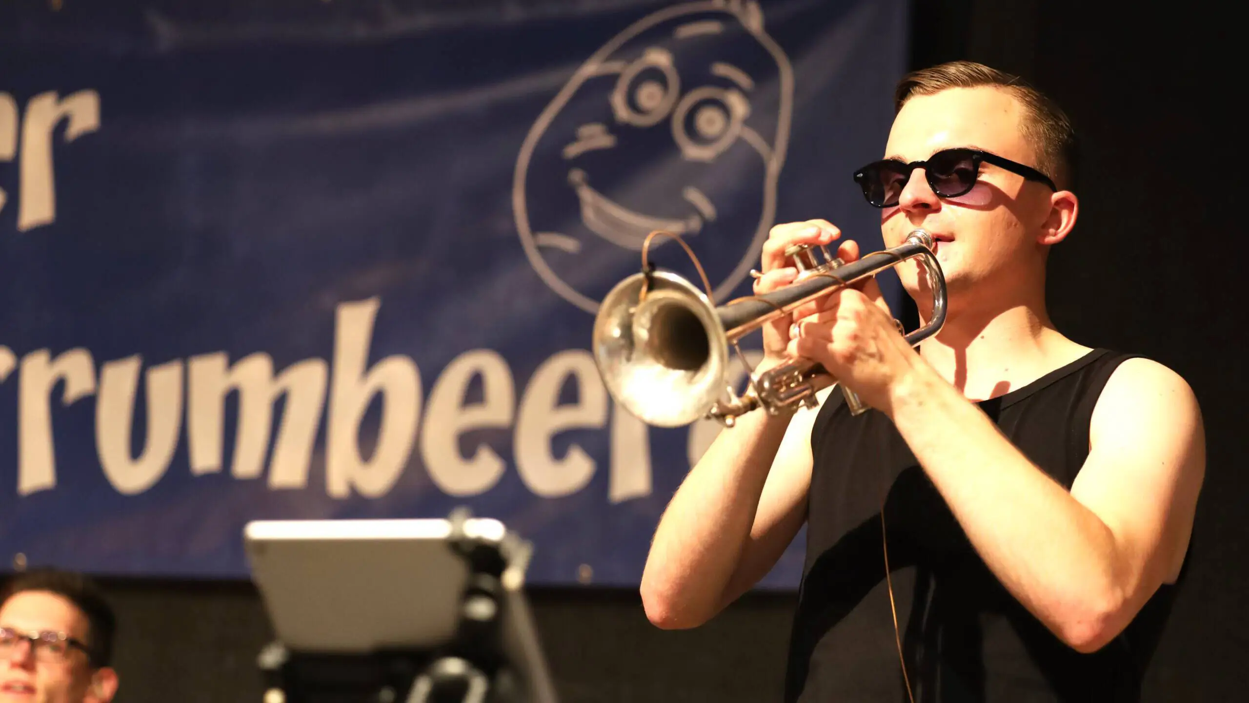 Frühgrumbeere Partyband Brezelfest Speyer 2023 Maxi Trompete Foto: Marco Brendel